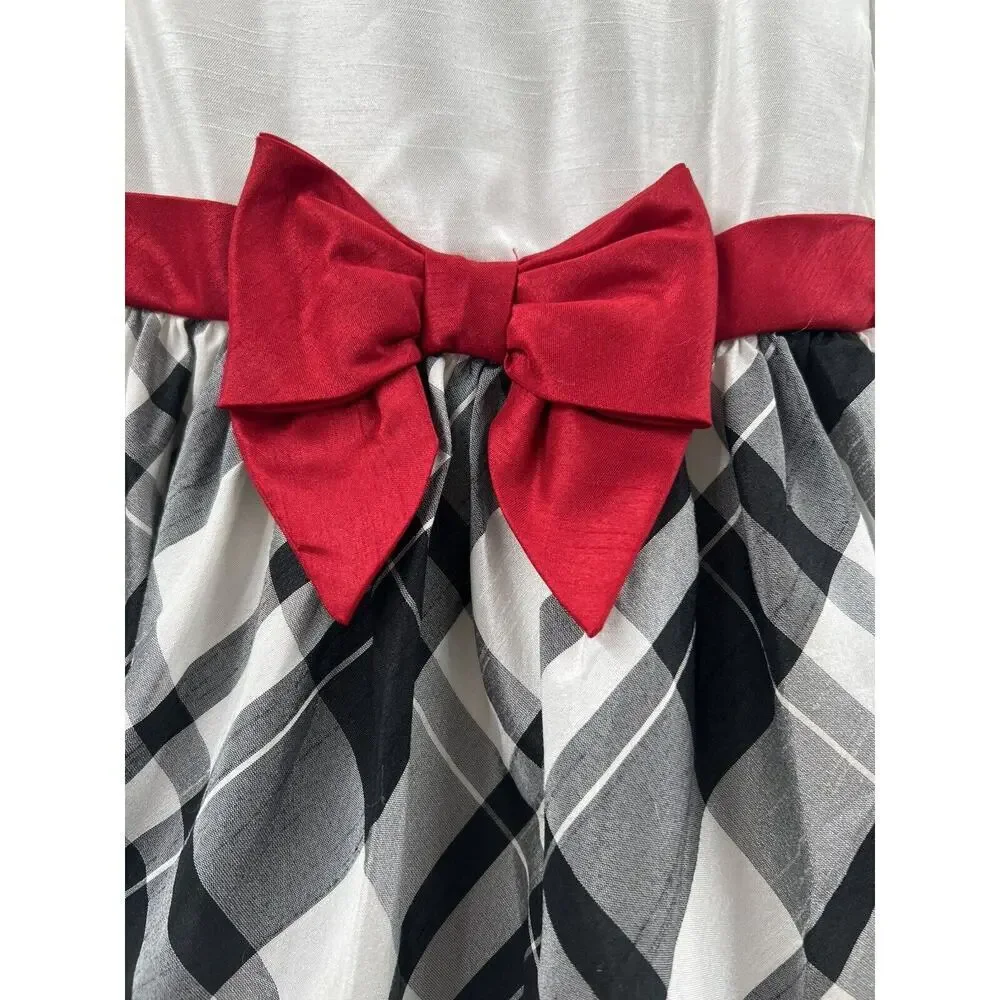 Gymboree Toddler Girl’s Cap Sleeve Empire Waist Black & Ivory Plaid Dress 4T